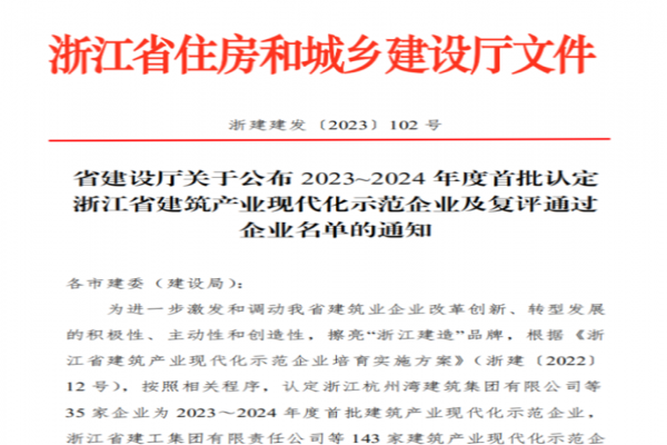 麗水建設(shè)丨我市7家建筑企業(yè)獲評省級建筑產(chǎn)業(yè)現(xiàn)代化示范企業(yè)榮譽(yù)